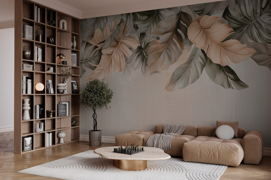 Hangende bladeren boven taupe — interieur 5