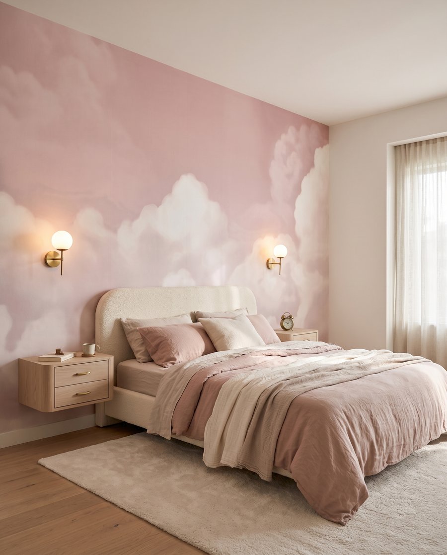 Witte wolken op oudroze — interieur 2