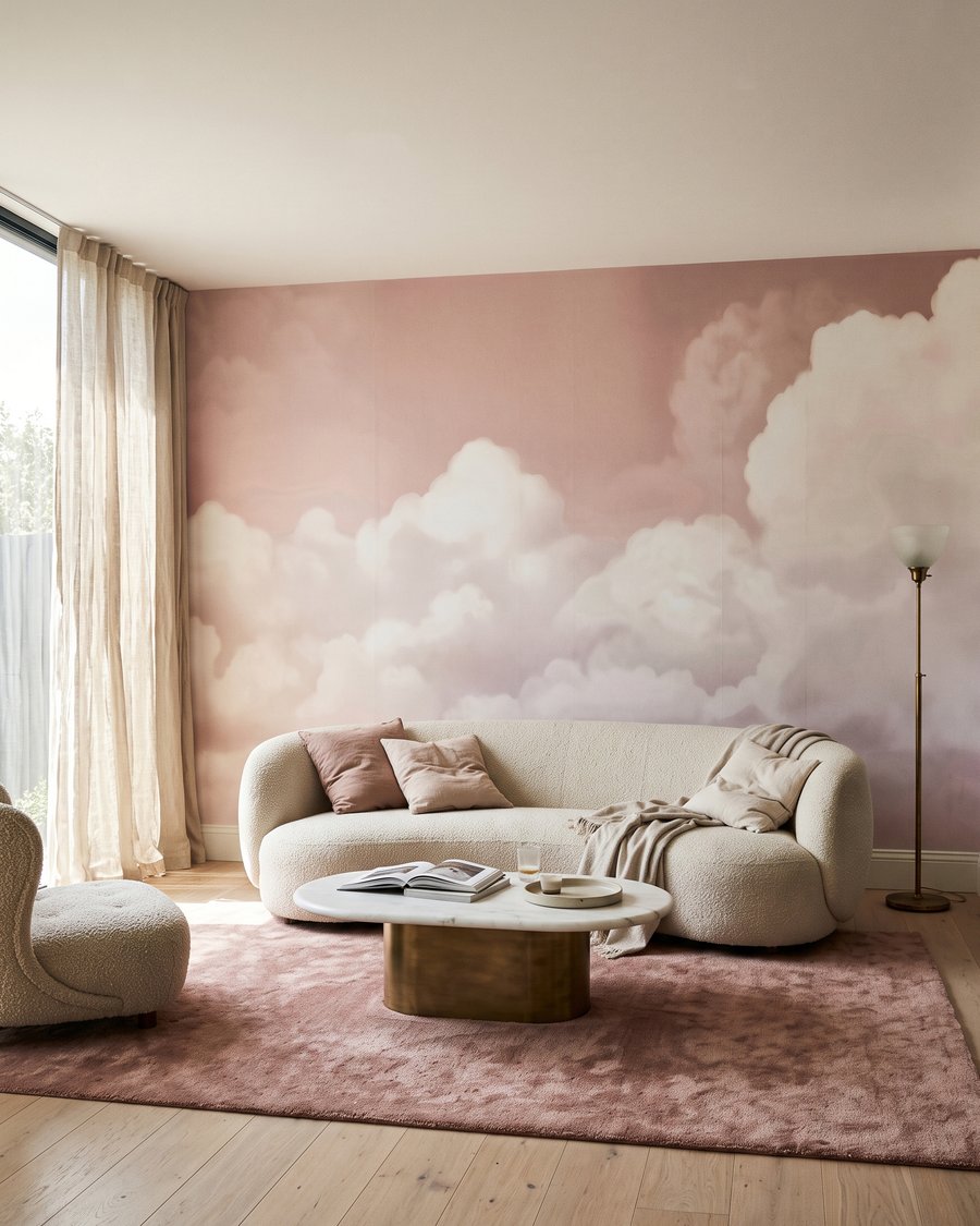 Witte wolken op oudroze — interieur 3