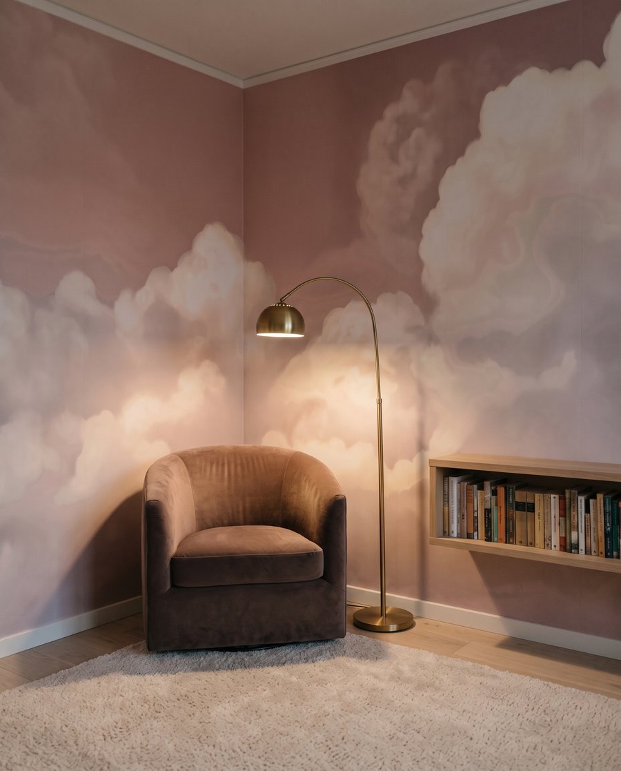 Witte wolken op oudroze — interieur 4