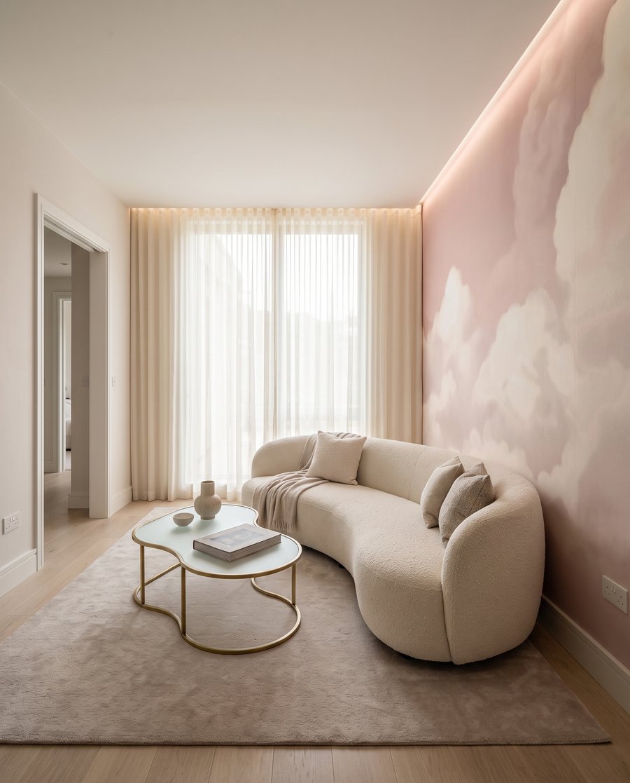 Witte wolken op oudroze — interieur 5