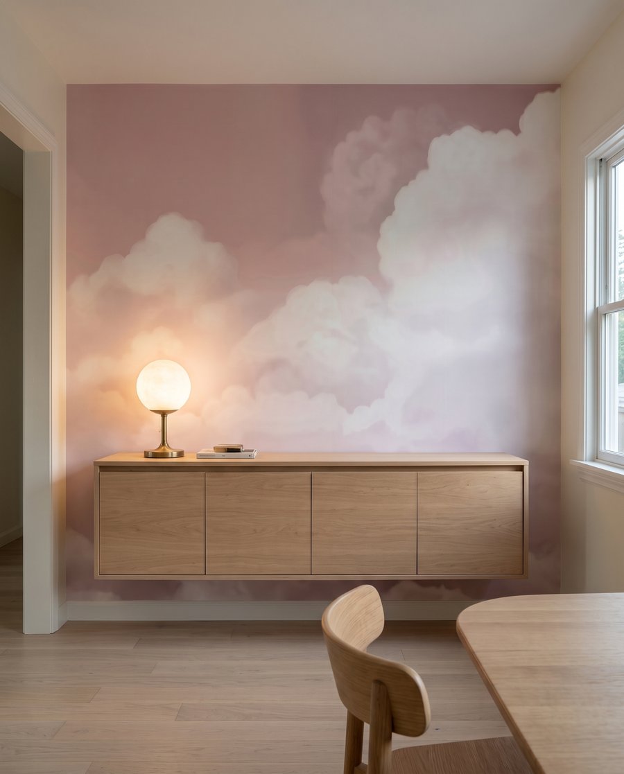 Witte wolken op oudroze — interieur 8