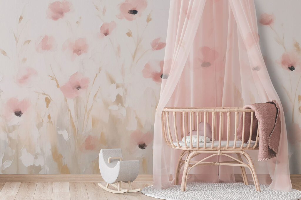 Schilderij van roze bloemen — interieur 1