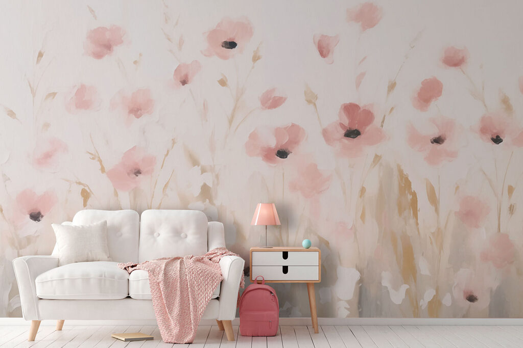 Schilderij van roze bloemen — interieur 2