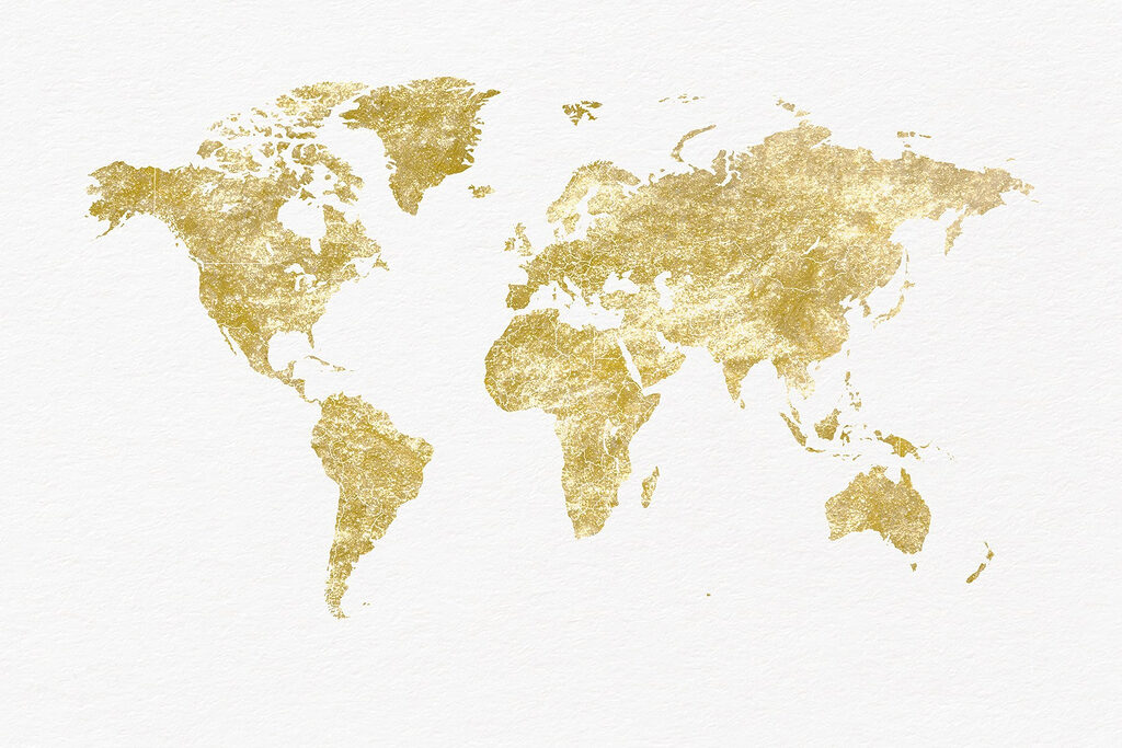 Wereldkaart met gouden textuur — volledig ontwerp