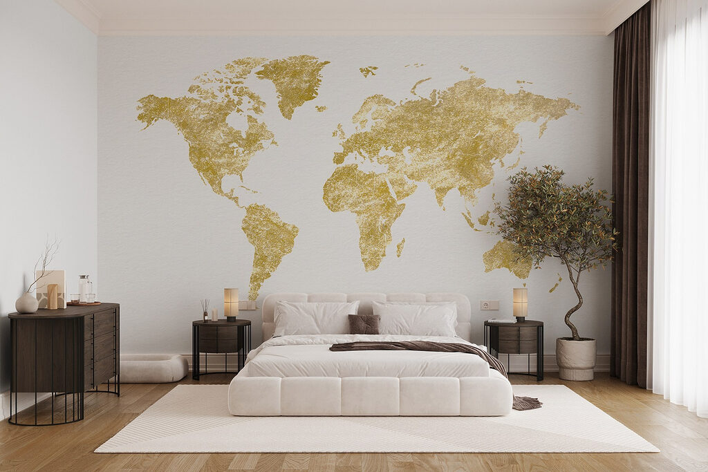 Wereldkaart met gouden textuur — interieur 1