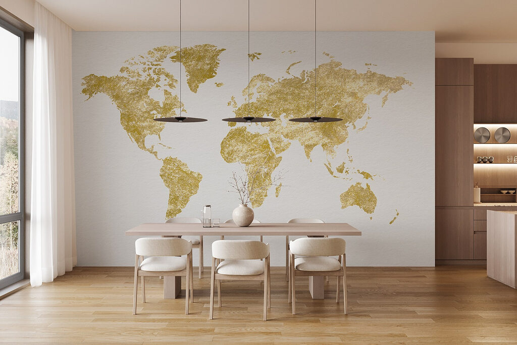 Wereldkaart met gouden textuur — interieur 3