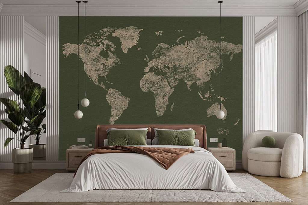 Wereldkaart als oude gravure — interieur 1