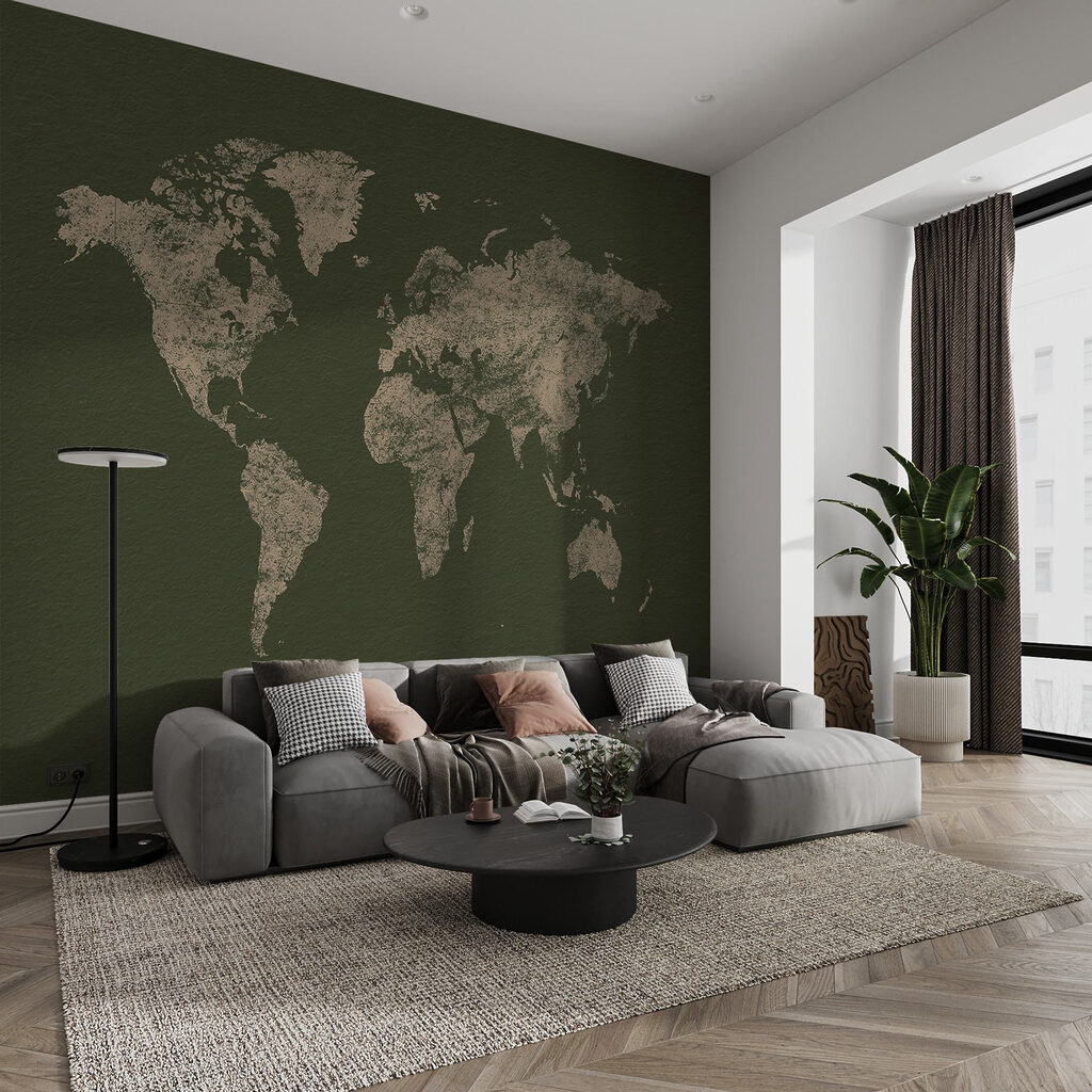 Wereldkaart als oude gravure — interieur 2