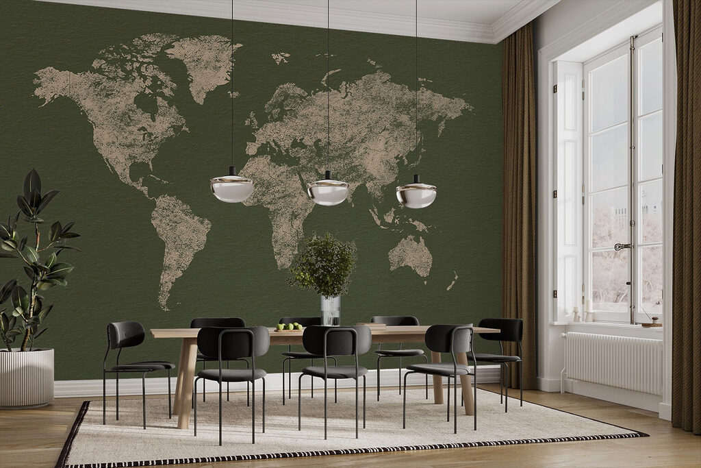 Wereldkaart als oude gravure — interieur 3