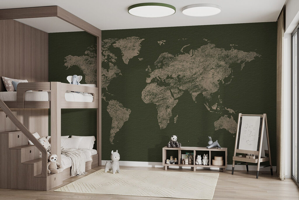 Wereldkaart als oude gravure — interieur 4