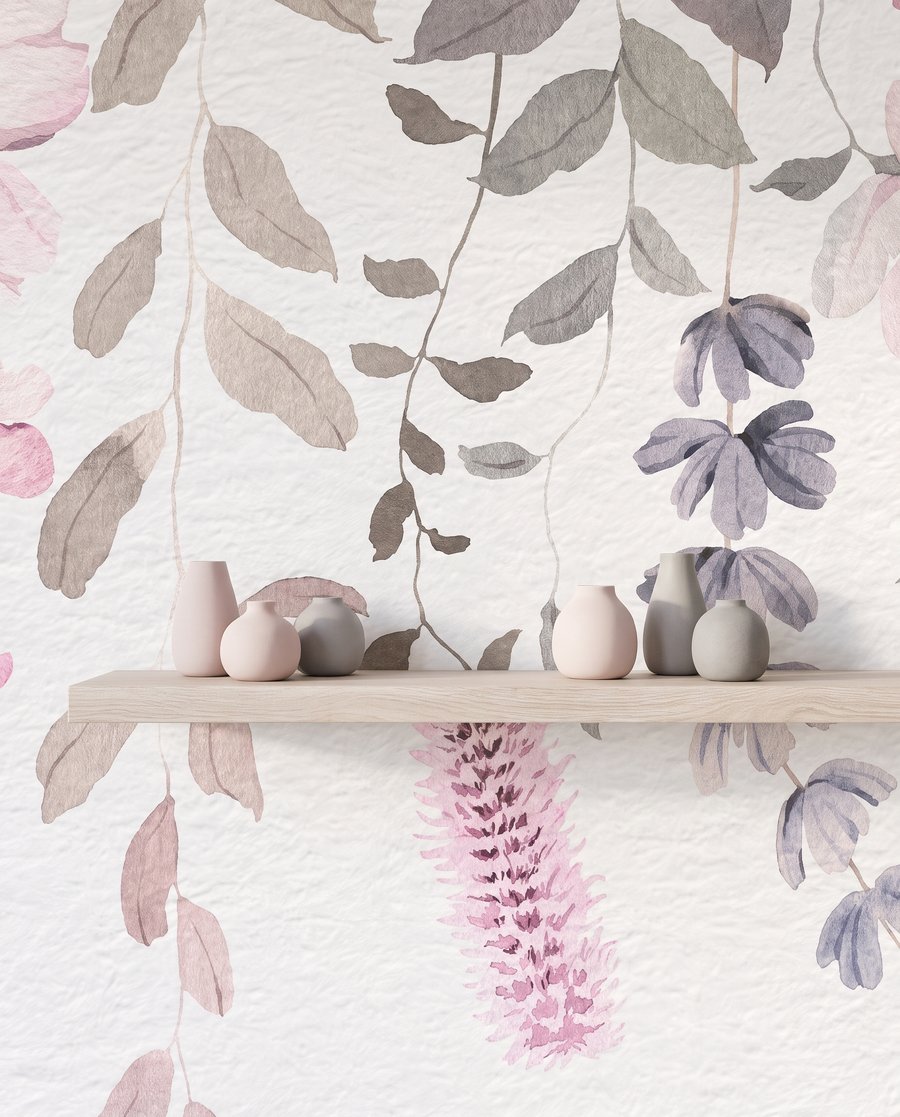 Hangbloemen langs de bovenrand — detail
