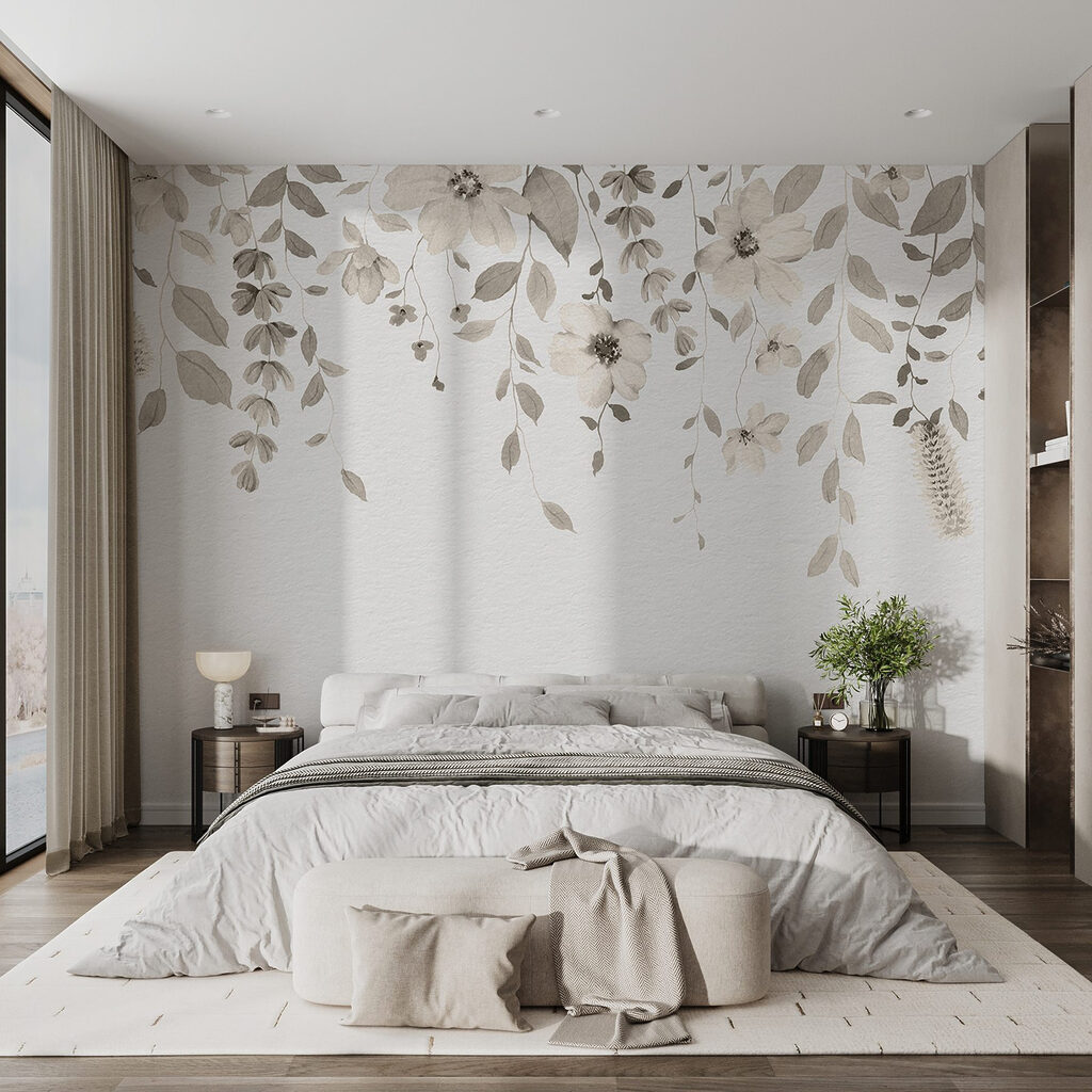 Bloemslingers boven lege ruimte — interieur 1