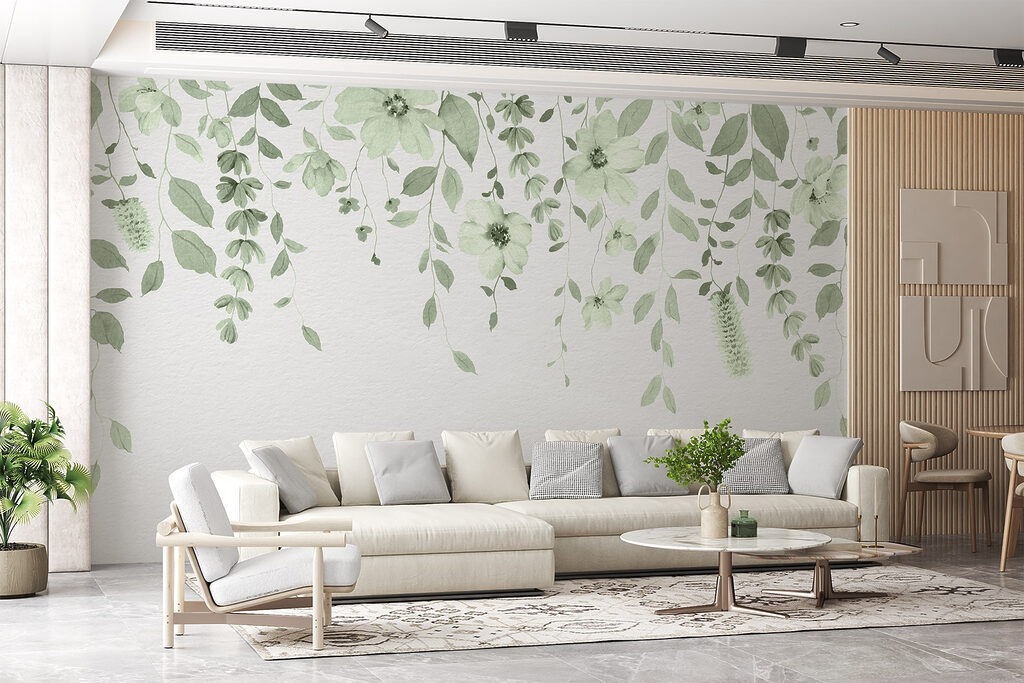 Bloemslingers boven lege ruimte — interieur 3