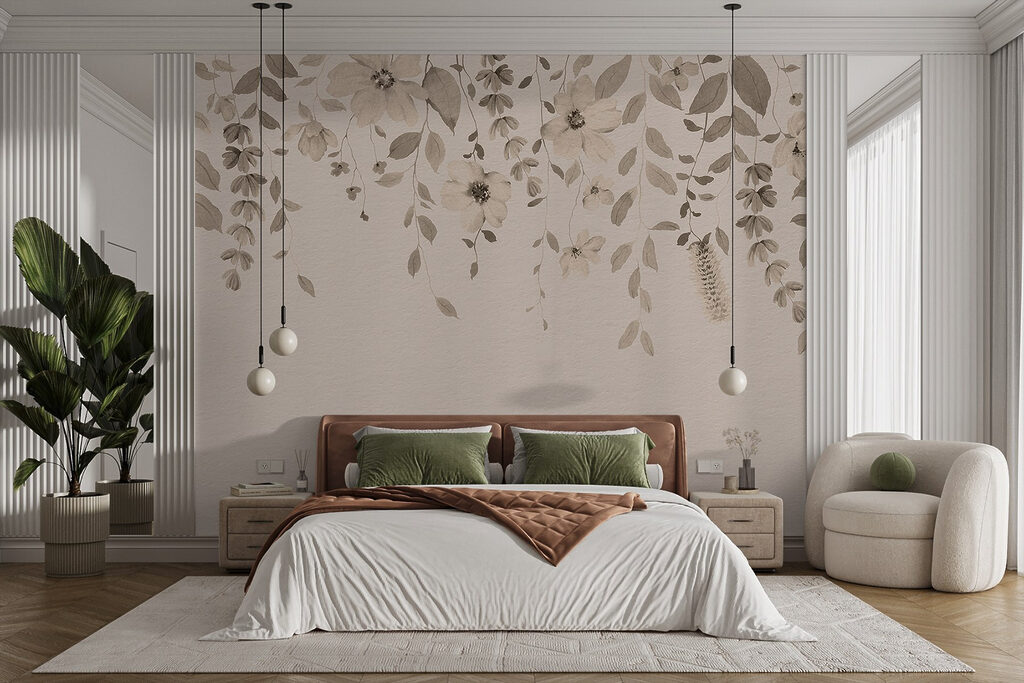 Bloemslingers boven lege ruimte — interieur 1