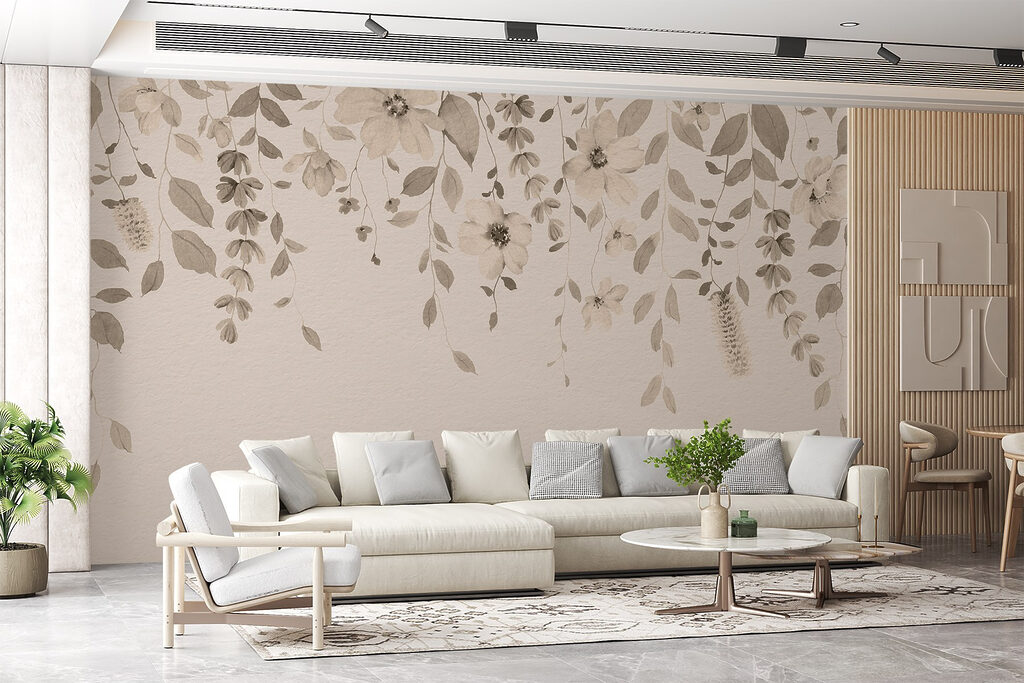 Bloemslingers boven lege ruimte — interieur 3