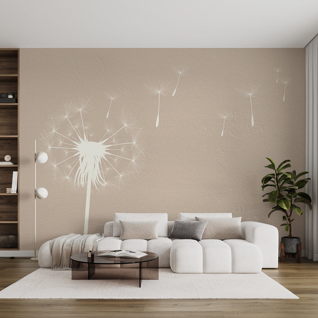 Zaadpluis op warm beige — interieur 2