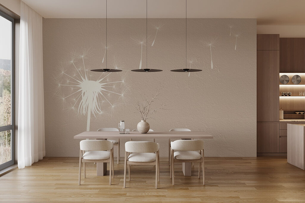 Zaadpluis op warm beige — interieur 4
