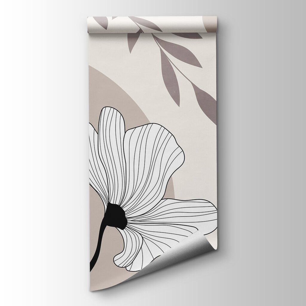 Witte bloemen op taupe — productweergave