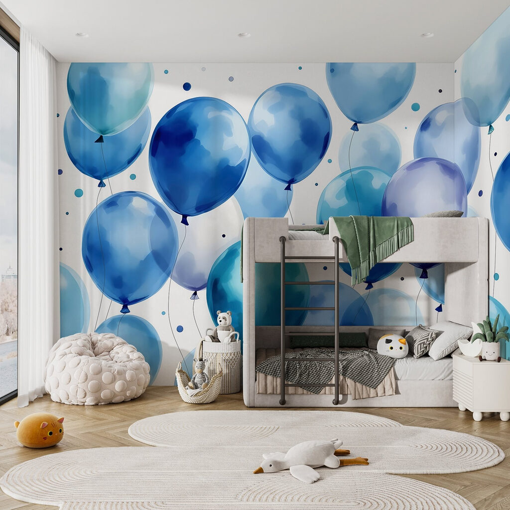 Blauwe ballonnen met spikkels — interieur 3