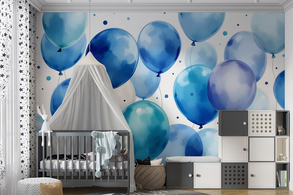 Blauwe ballonnen met spikkels — interieur 4