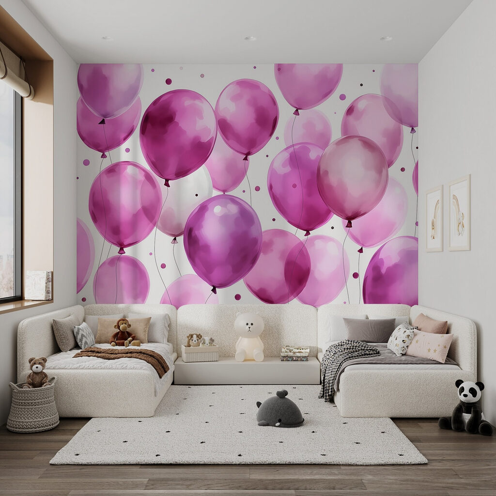Paarse ballonnen met confetti — interieur 4