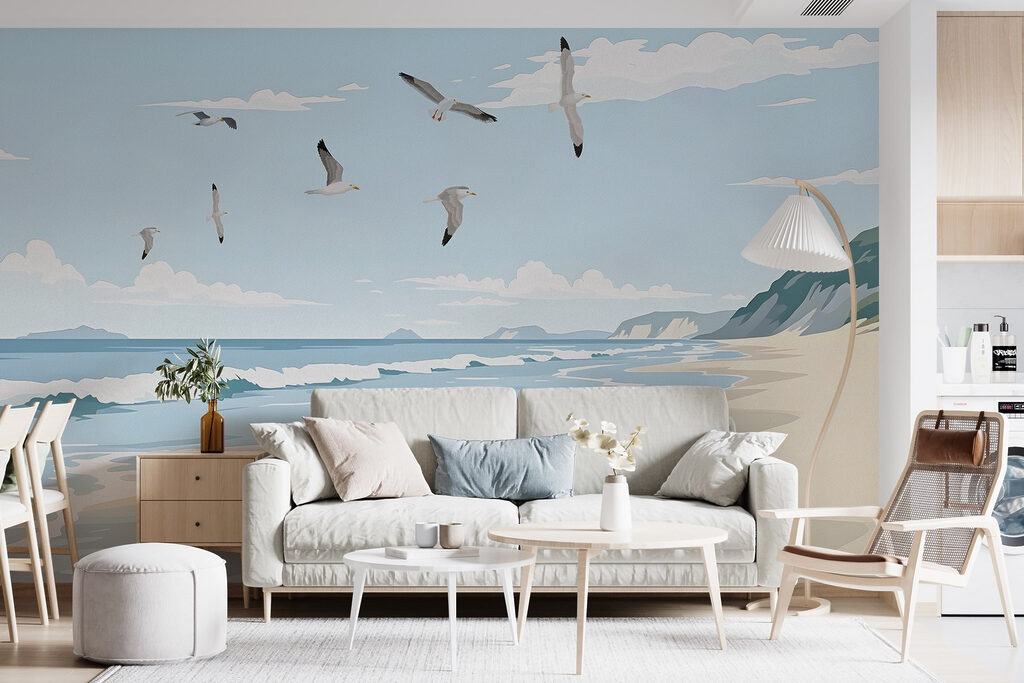 Meeuwen boven een zandbaai — interieur 4