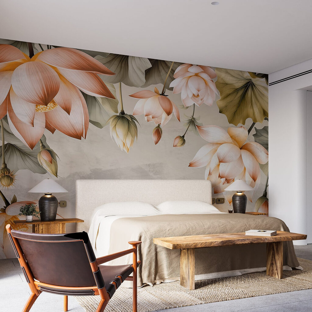 Hangende bloemen in abrikoostinten — interieur 2