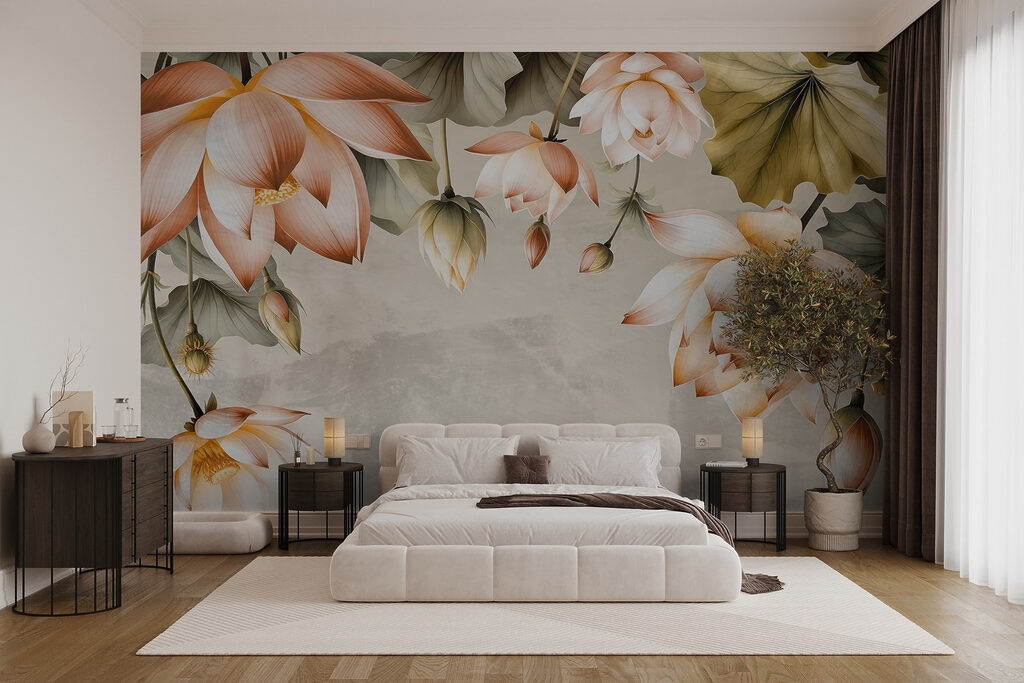 Hangende bloemen in abrikoostinten — interieur 3