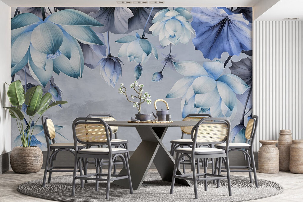 Volle bloemkelken langs randen — interieur 1