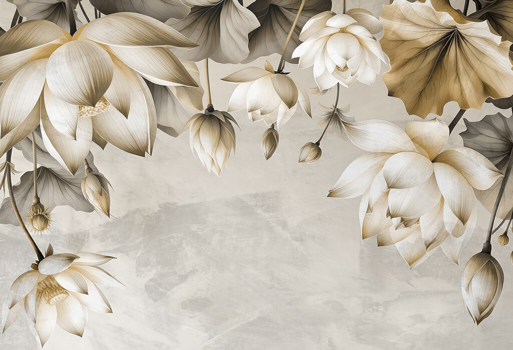 Delicate bloemen op een subtiele achtergrond — volledig ontwerp