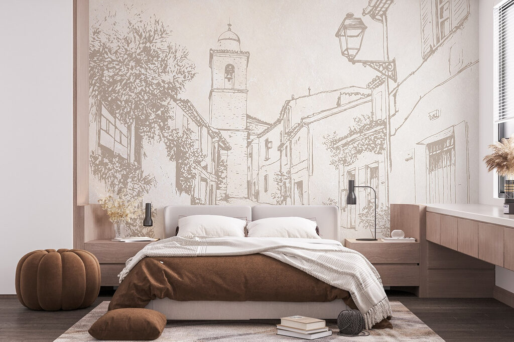 Dorpsstraat op warm beige — interieur 1