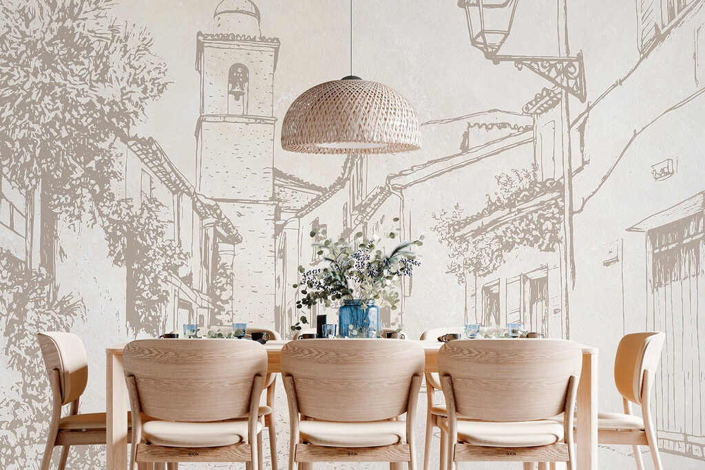 Dorpsstraat op warm beige — interieur 3