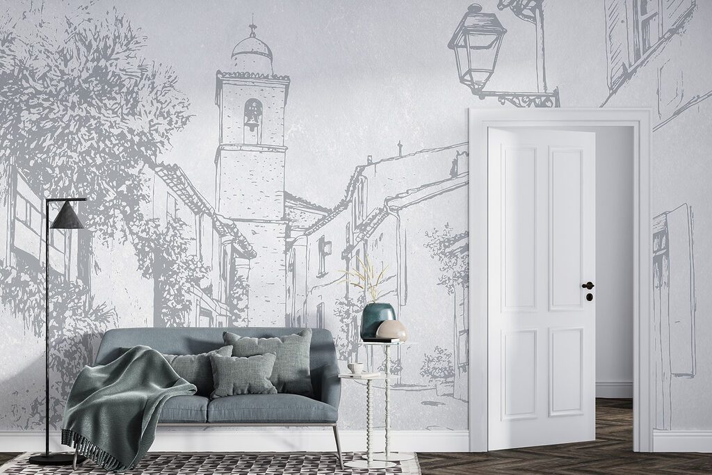 Dorpsstraat in fijne potloodlijnen — interieur 2
