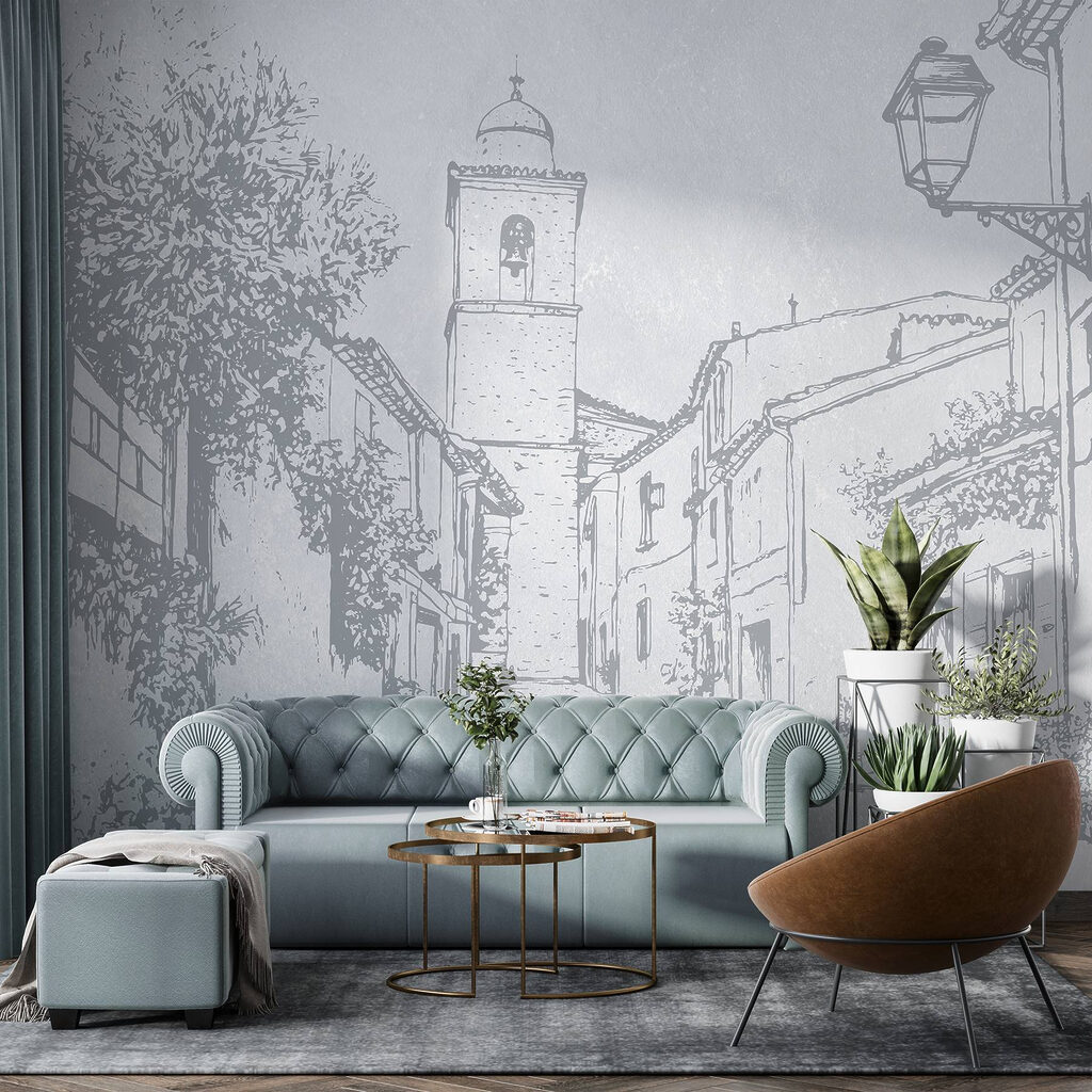 Dorpsstraat in fijne potloodlijnen — interieur 3