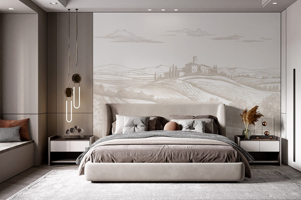 Landhuis boven gestreepte velden — interieur 1