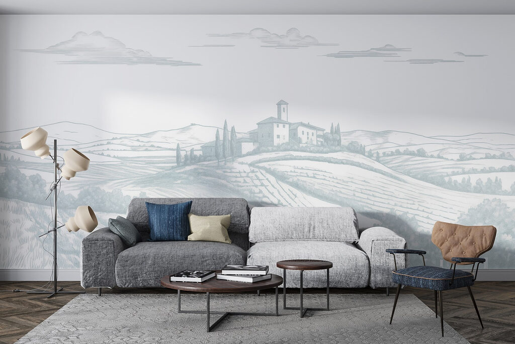 Wijngaard in zachte tekenlijnen — interieur 3