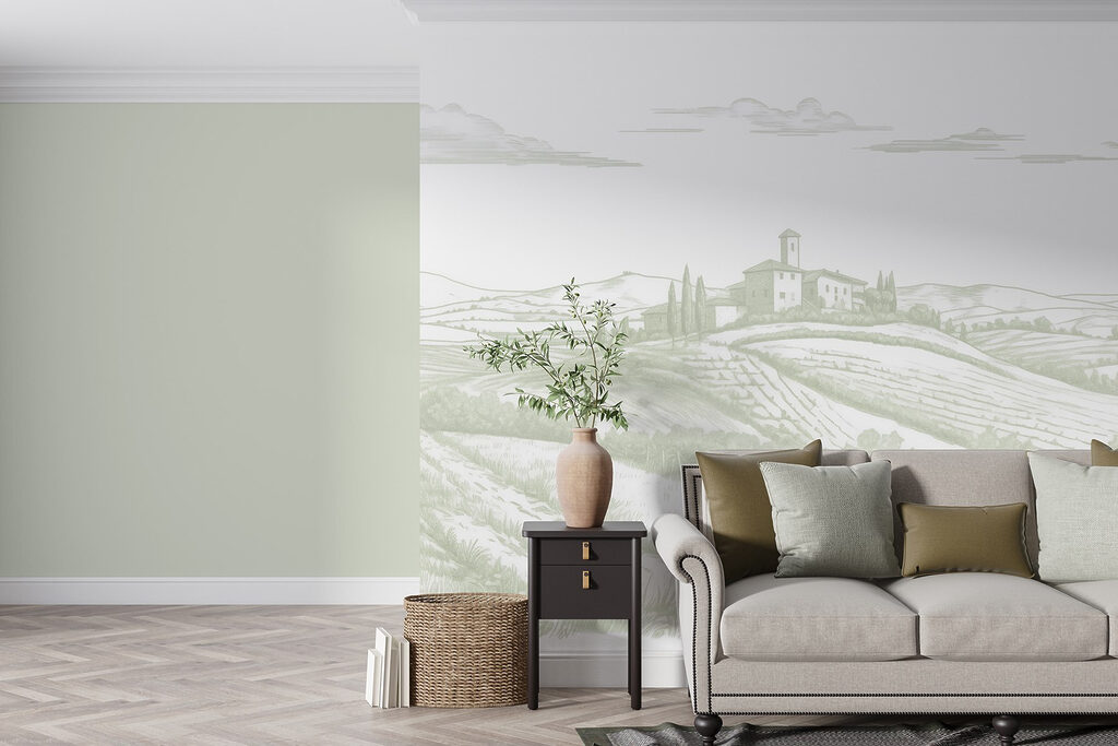 Wijngaard in zachte tekenlijnen — interieur 1