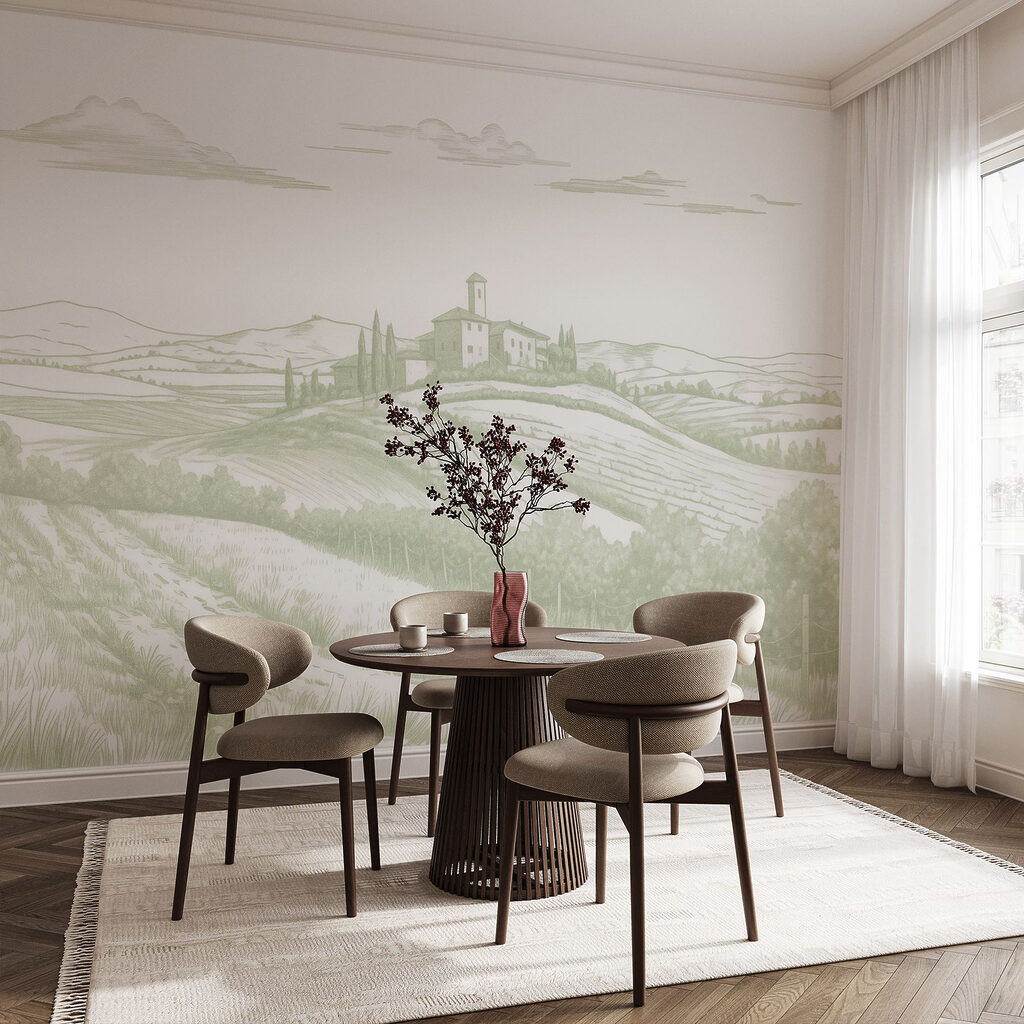 Wijngaard in zachte tekenlijnen — interieur 2