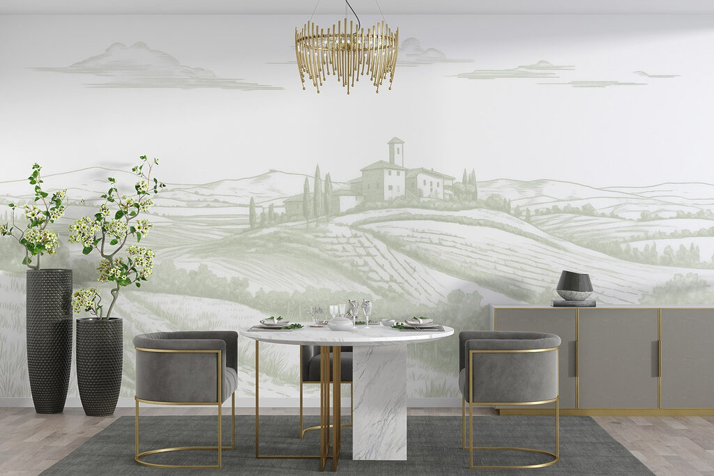 Wijngaard in zachte tekenlijnen — interieur 6