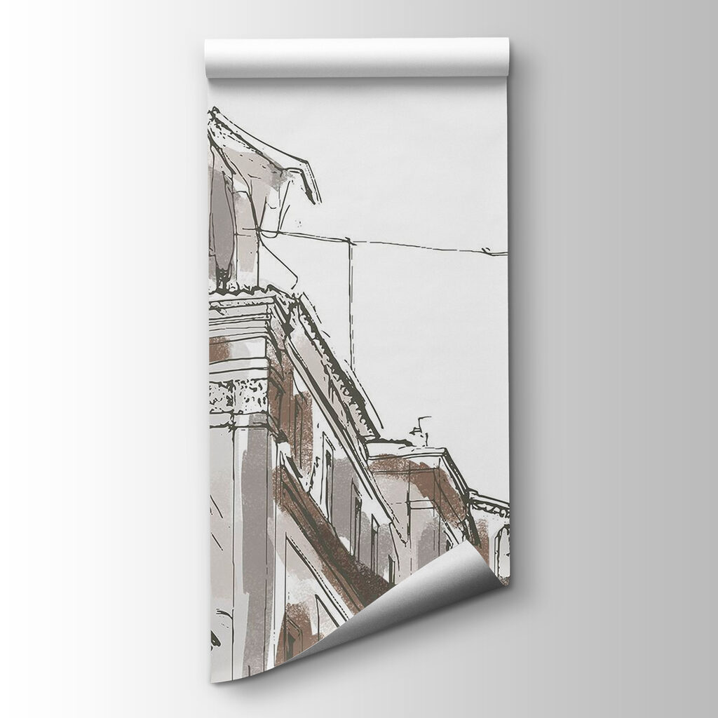 Toren tussen oude straatgevels — productweergave