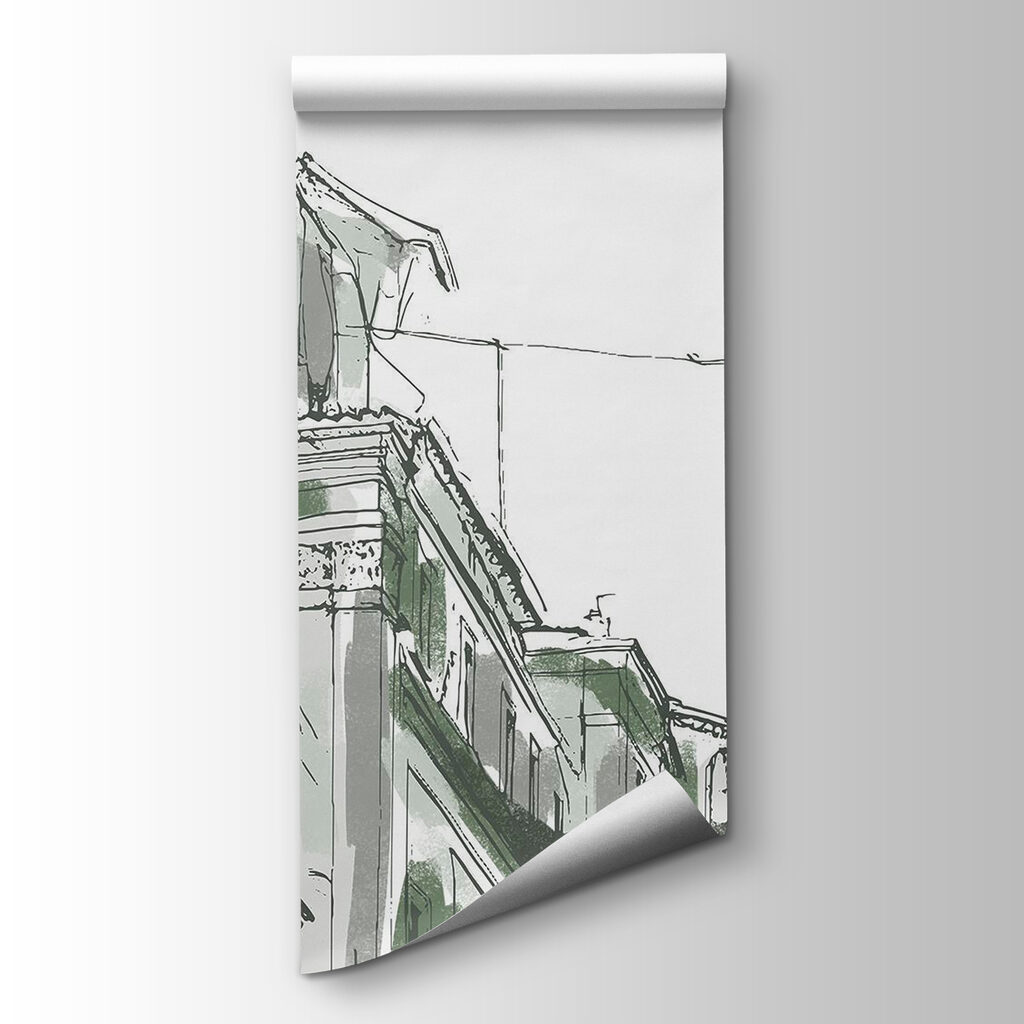 Toren tussen oude straatgevels — productweergave