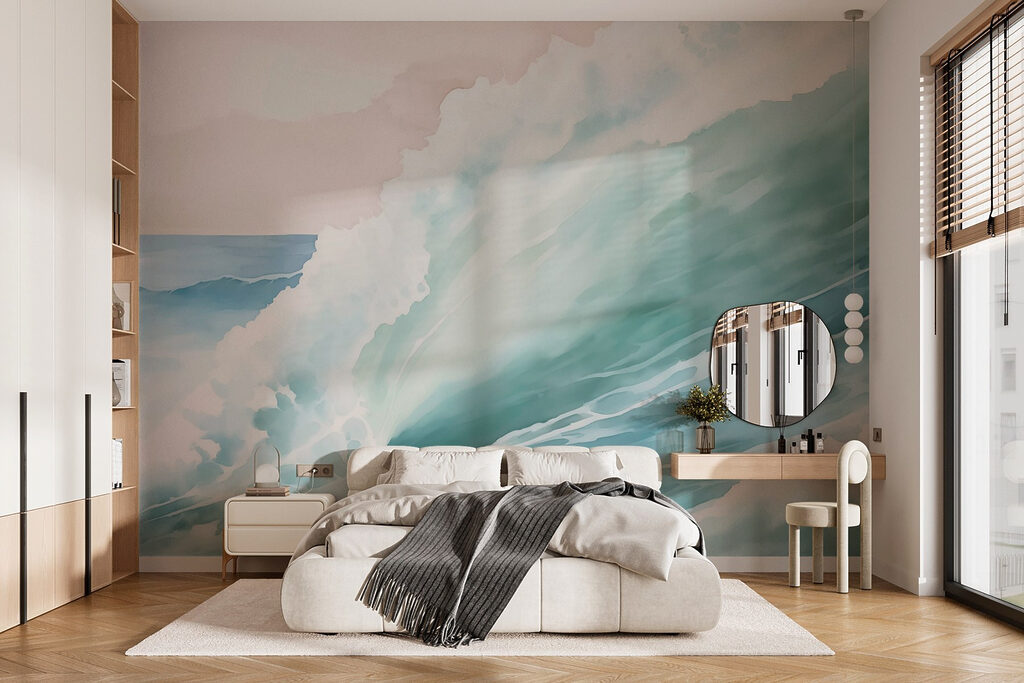 Grote golf in de oceaan in een interieur