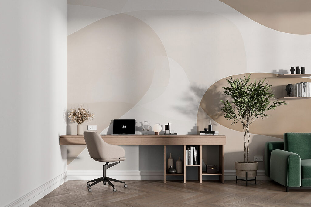 Zandkleurige vormen met schaduwen — interieur 1