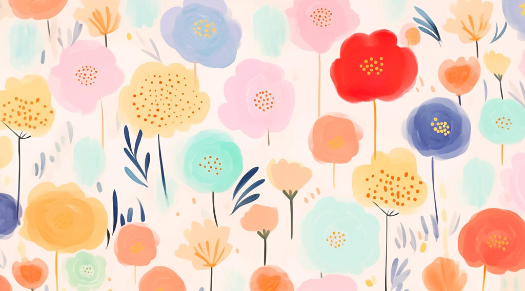 Kleurrijke bloemen op een witte achtergrond — volledig ontwerp