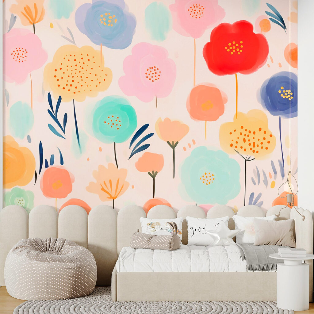Kleurrijke bloemen op een witte achtergrond — interieur 2