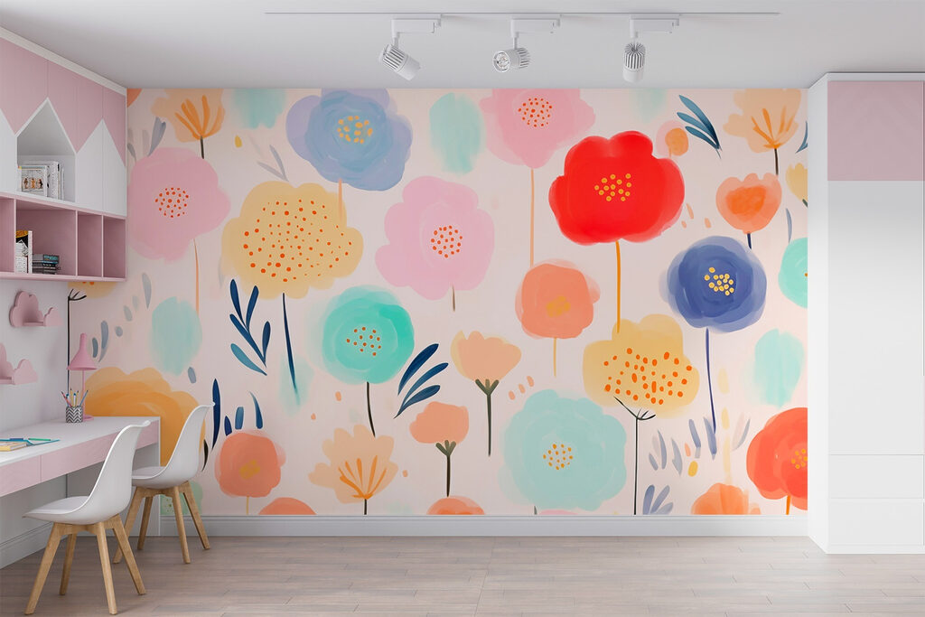 Kleurrijke bloemen op een witte achtergrond — interieur 3