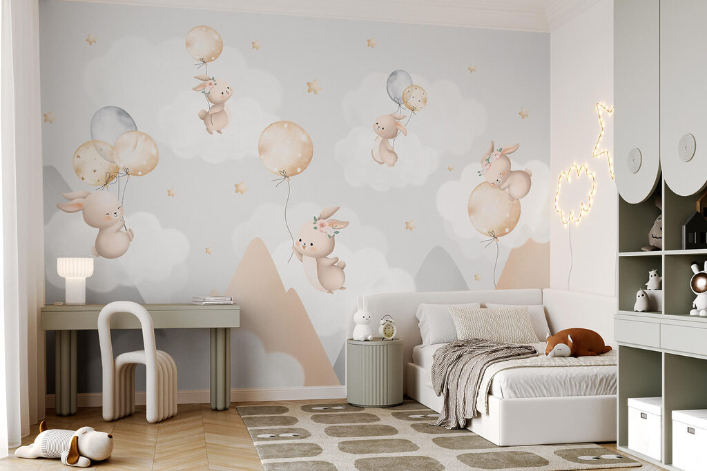 Konijntjes aan zwevende ballonnen — interieur 3