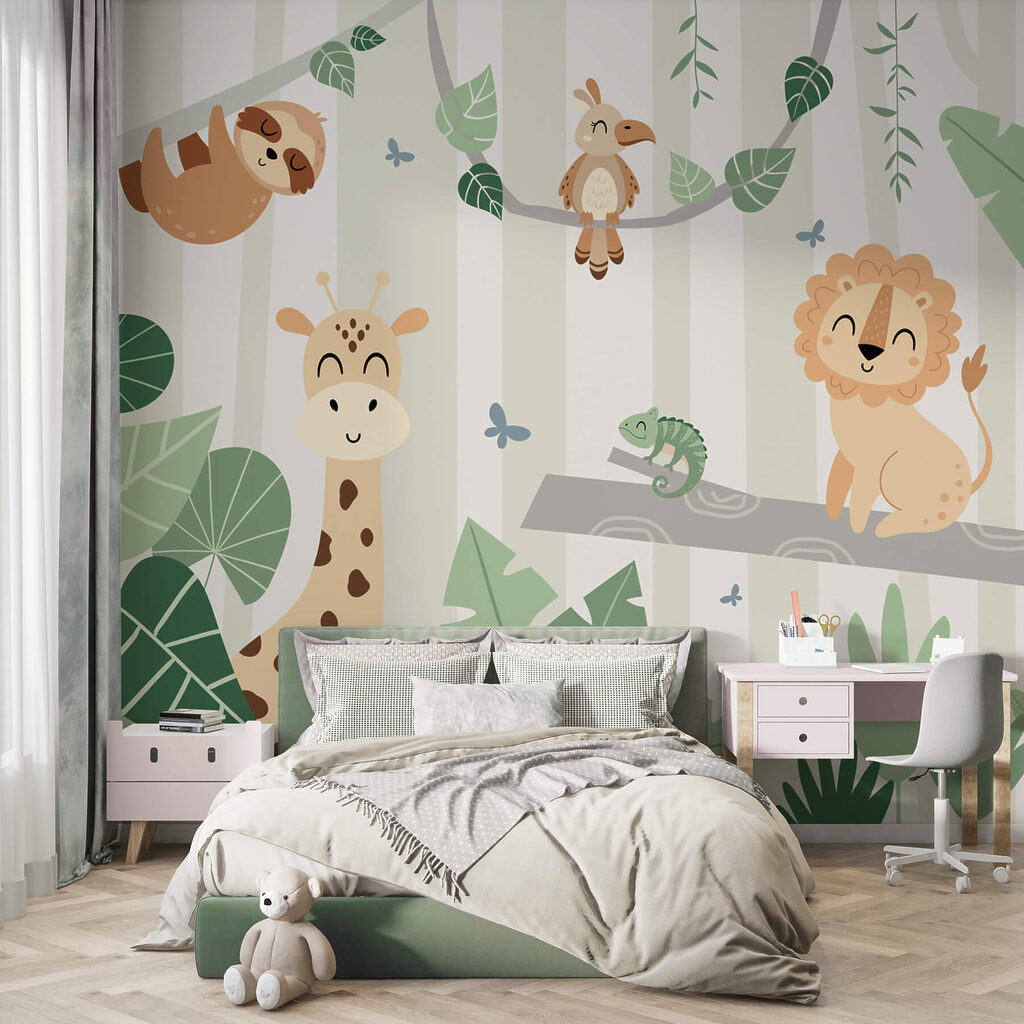 Junglevriendjes tussen grote bladeren — interieur 1
