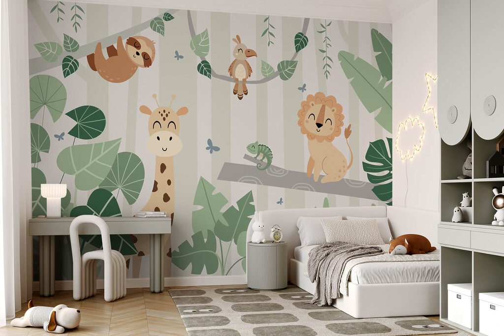 Junglevriendjes tussen grote bladeren — interieur 2